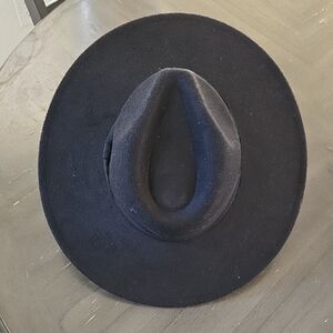 Black Felt Flat Brim Cowgirl Hat
